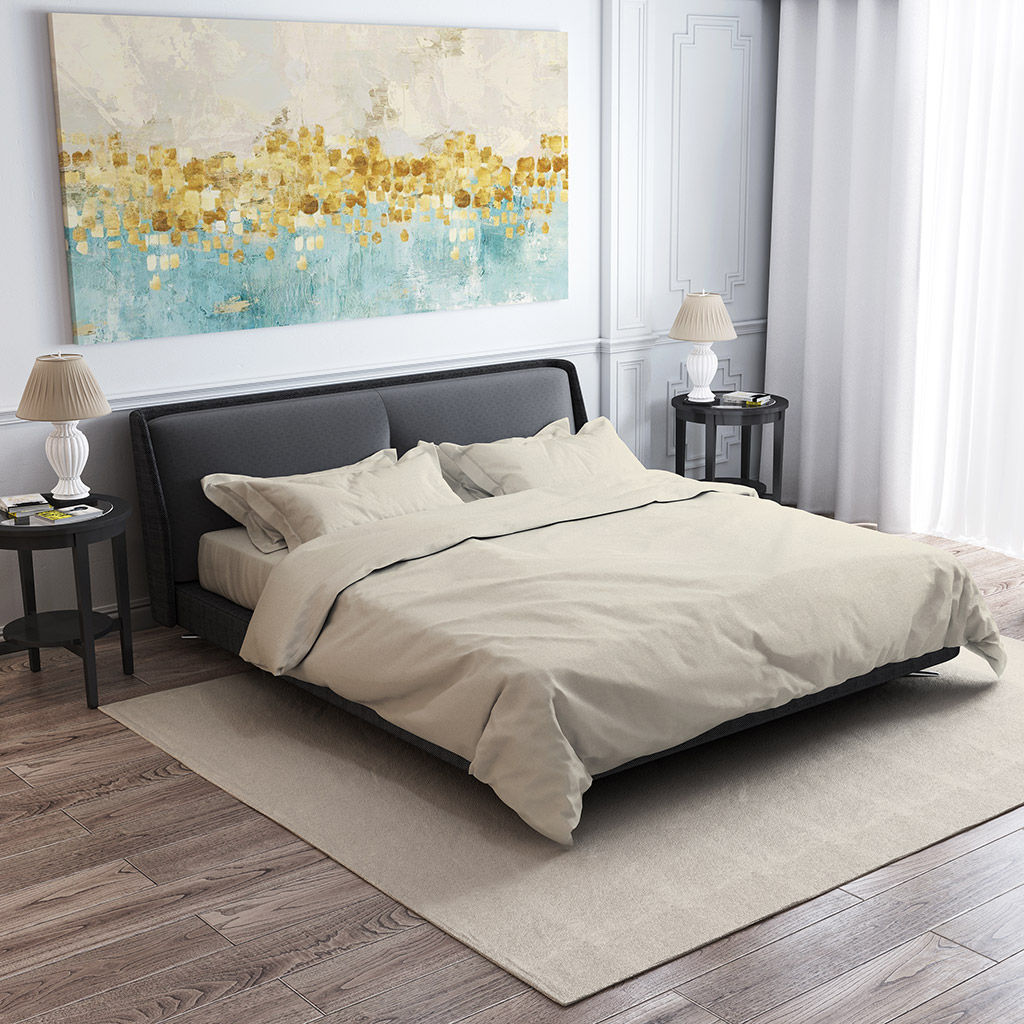 Постельное белье, комплект 2-х спальный "Альстромерия", 4 предмета: пододеяльник на пуговицах 175х215см, евро-простыня 220х240см, 2 наволочки 70х70см с клапаном-запахом, сатин 135г/м2, хлопок 100%, упаковка "классическая" ПВХ 32х41см, "Домашняя мода"