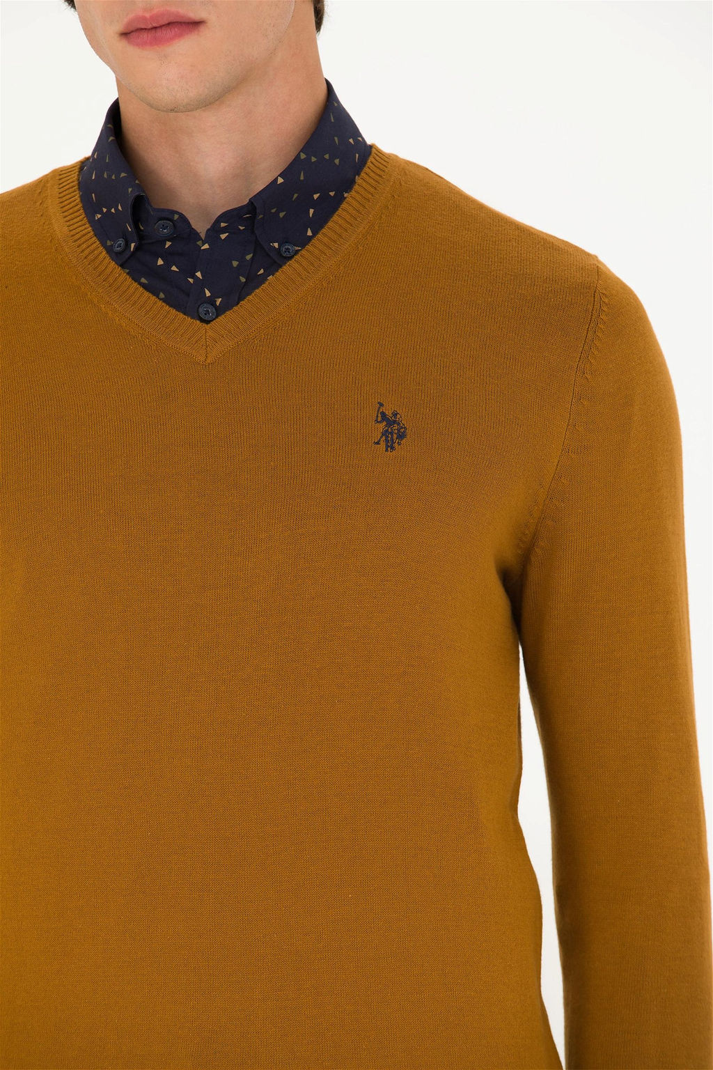 U. S. Polo Assn Мужской базовый свитер кокосового цвета - U.s. polo assn фото 7