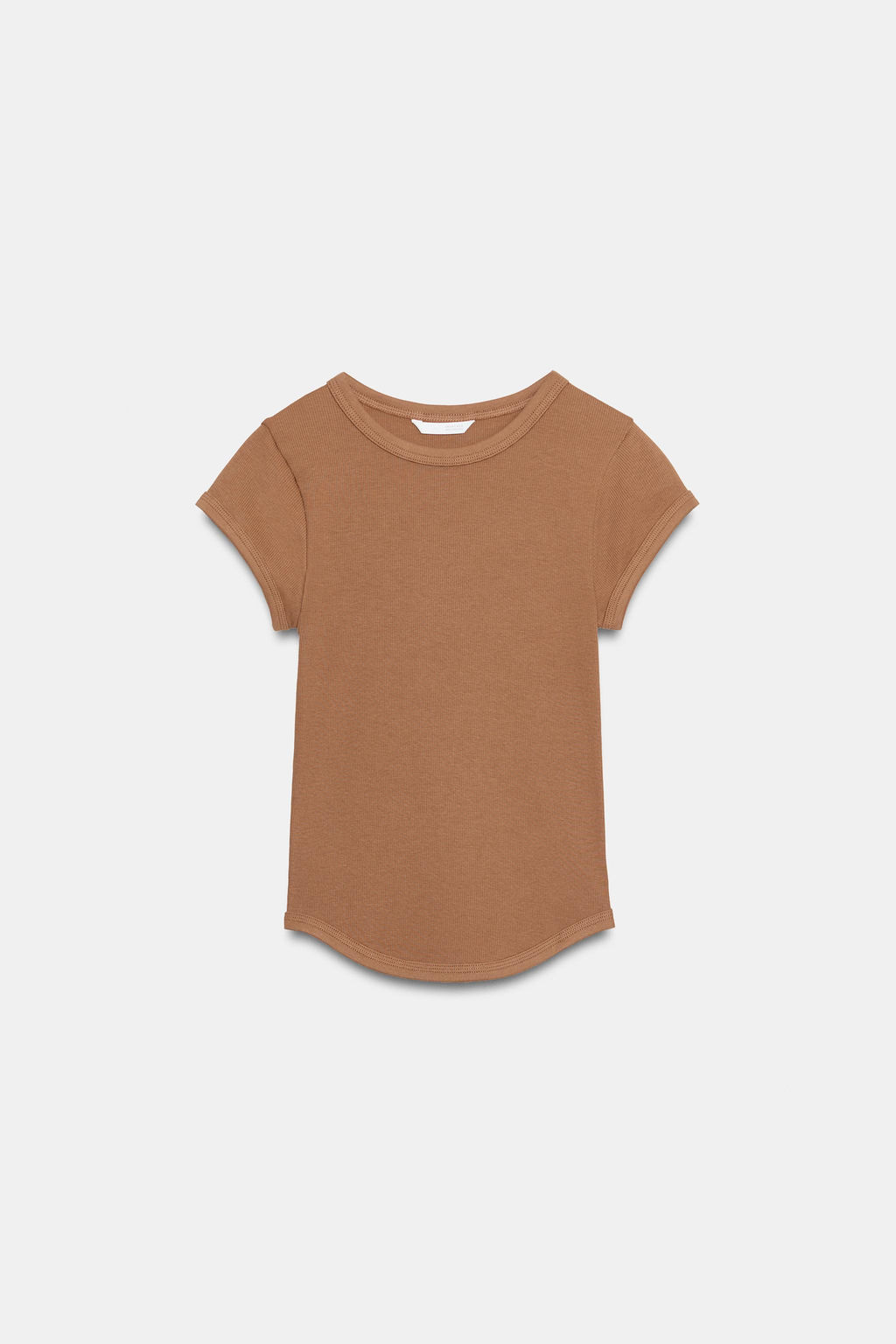 CAMISETA RIB MANGA CORTA / Tostado oscuro - Zara фото 5