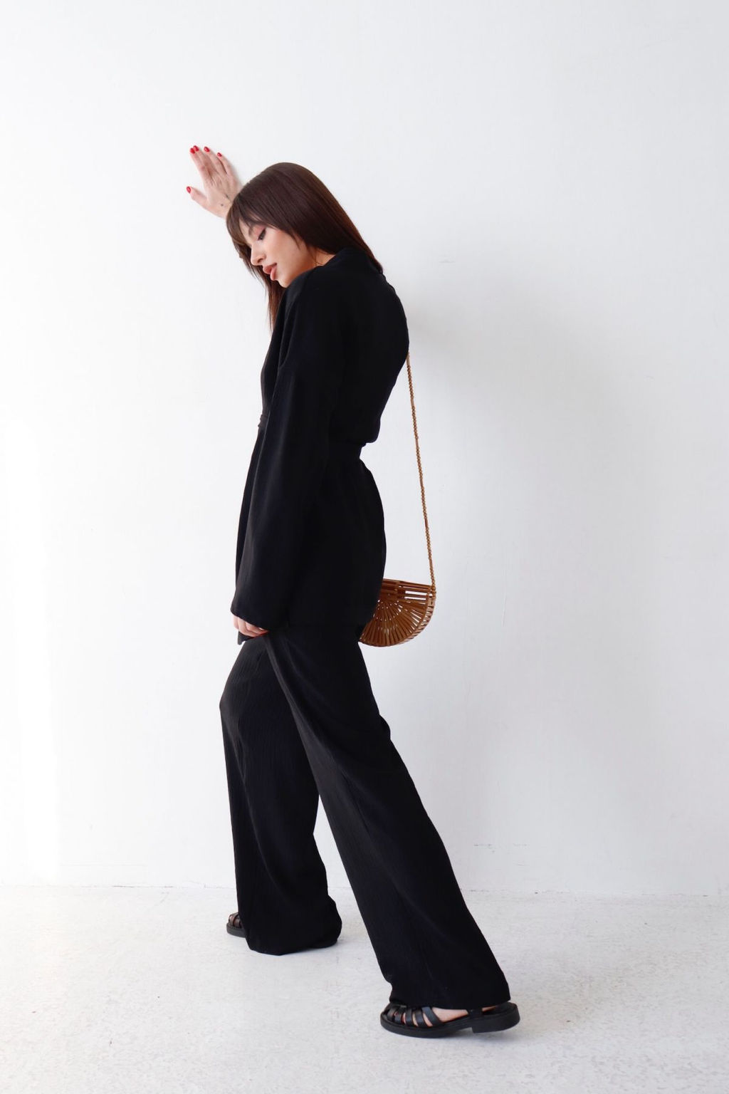 9192 Костюм из кимоно и брюк-палаццо чёрный - Martichelli фото 14