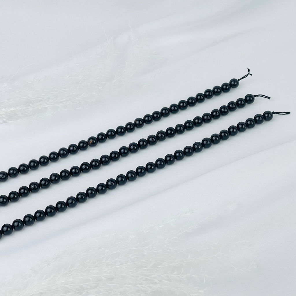 Бусины для украшений из черного Турмалина (Шерл) (46 бусин) 38 см