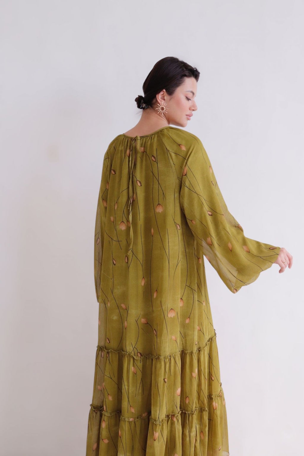 Martichelli Платье хаки с цветочным принтом  фото 8