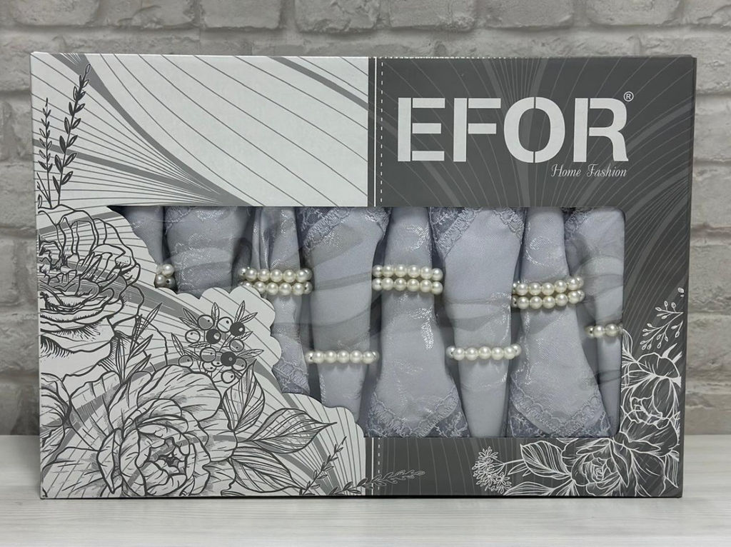 Скатерть EFOR KDK SET 160*300 +12 салфеток- серый GRI