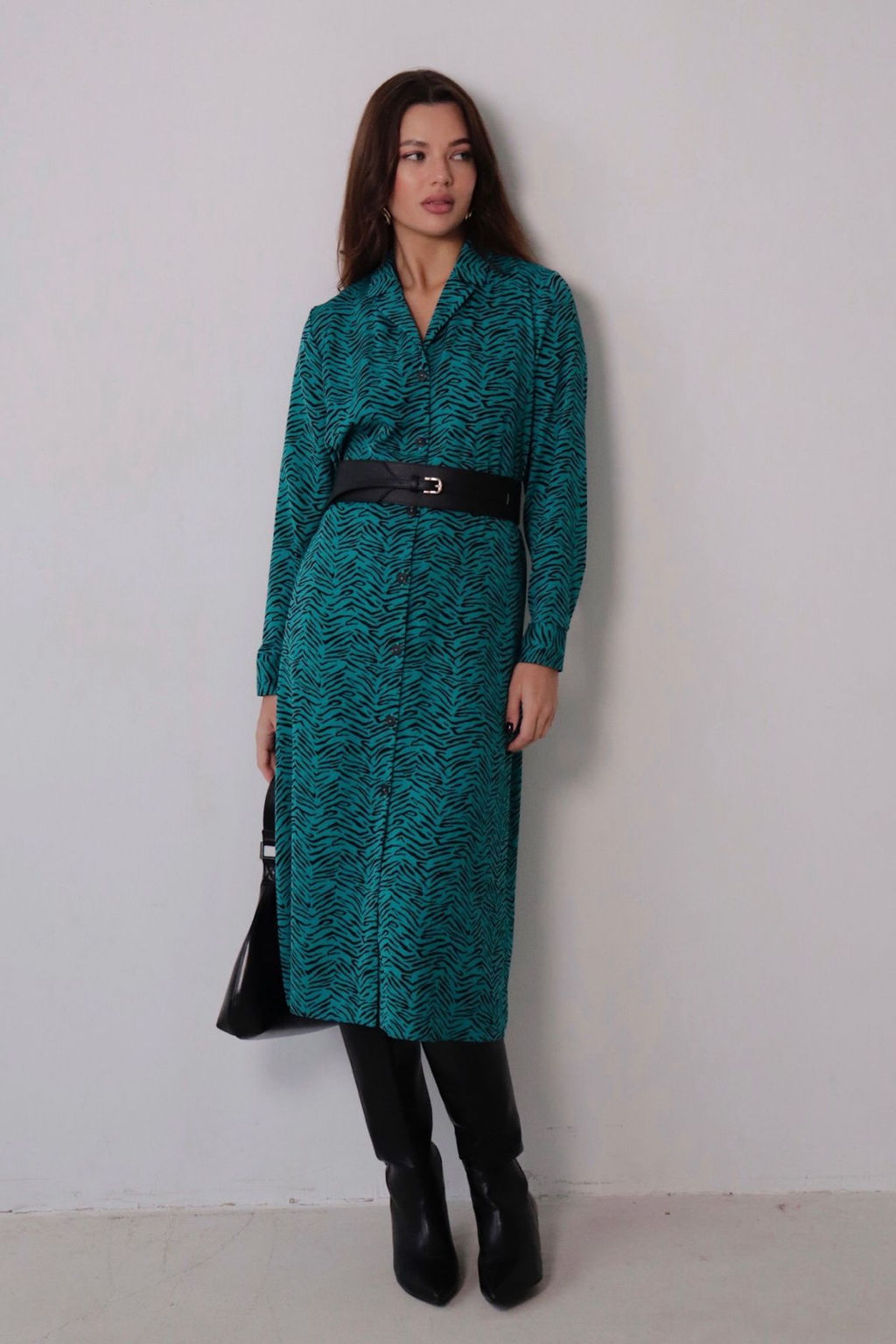 Платье-рубашка с английским воротником принт - Martichelli фото 199