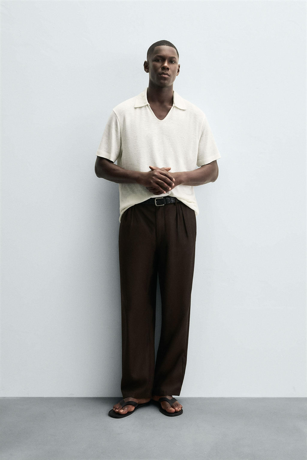 HEMP/VISCOSE KNIT POLO SHIRT