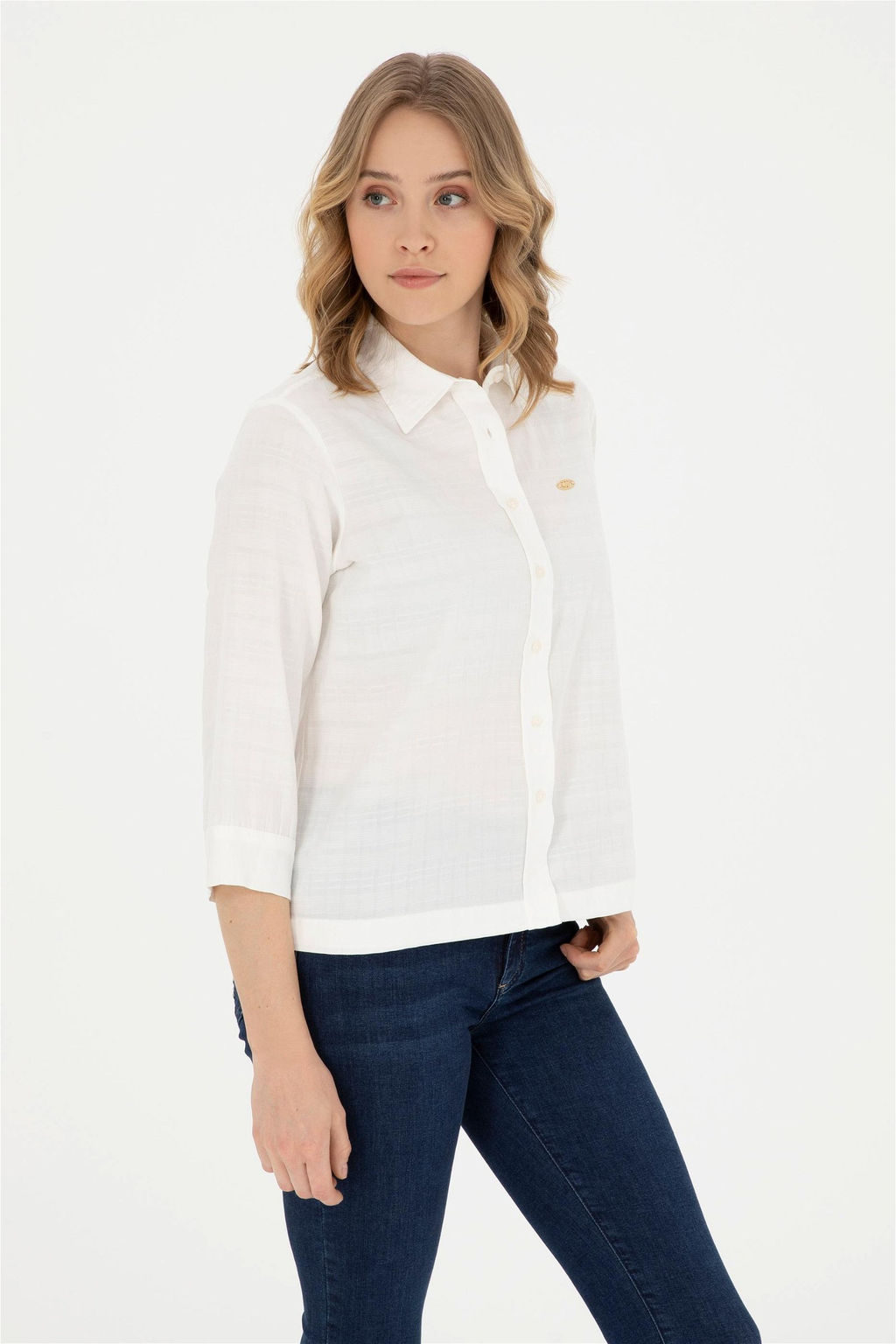 U. S. Polo Assn / Женская рубашка с длинным рукавом цвета экрю