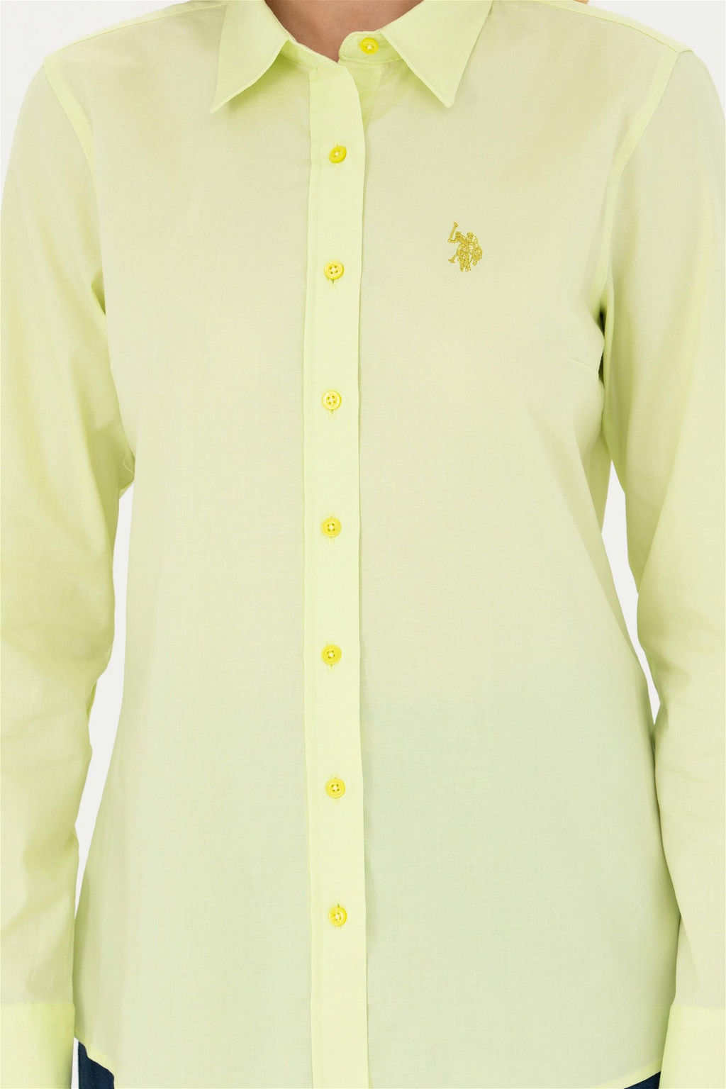 Женская неоново-желтая базовая рубашка с длинным рукавом Неожиданная скидка в корзине - U.s. polo assn фото 6