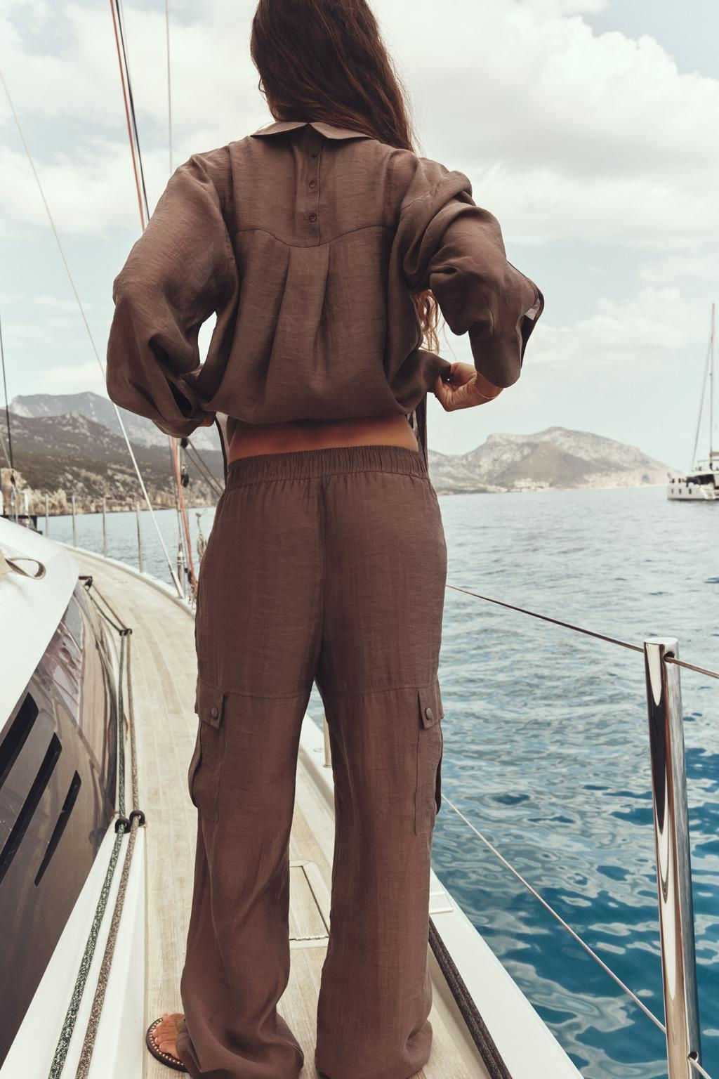 SEMI-SHEER CARGO TROUSERS - Zara фото 2