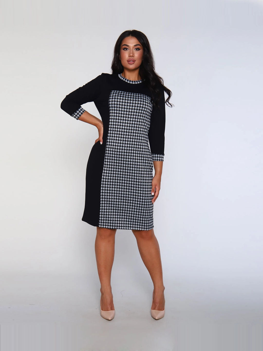 Платье женское, цвет черный белый