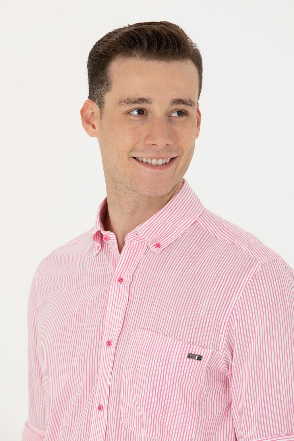 Erkek Pembe _izgili Beyaz G_mlek