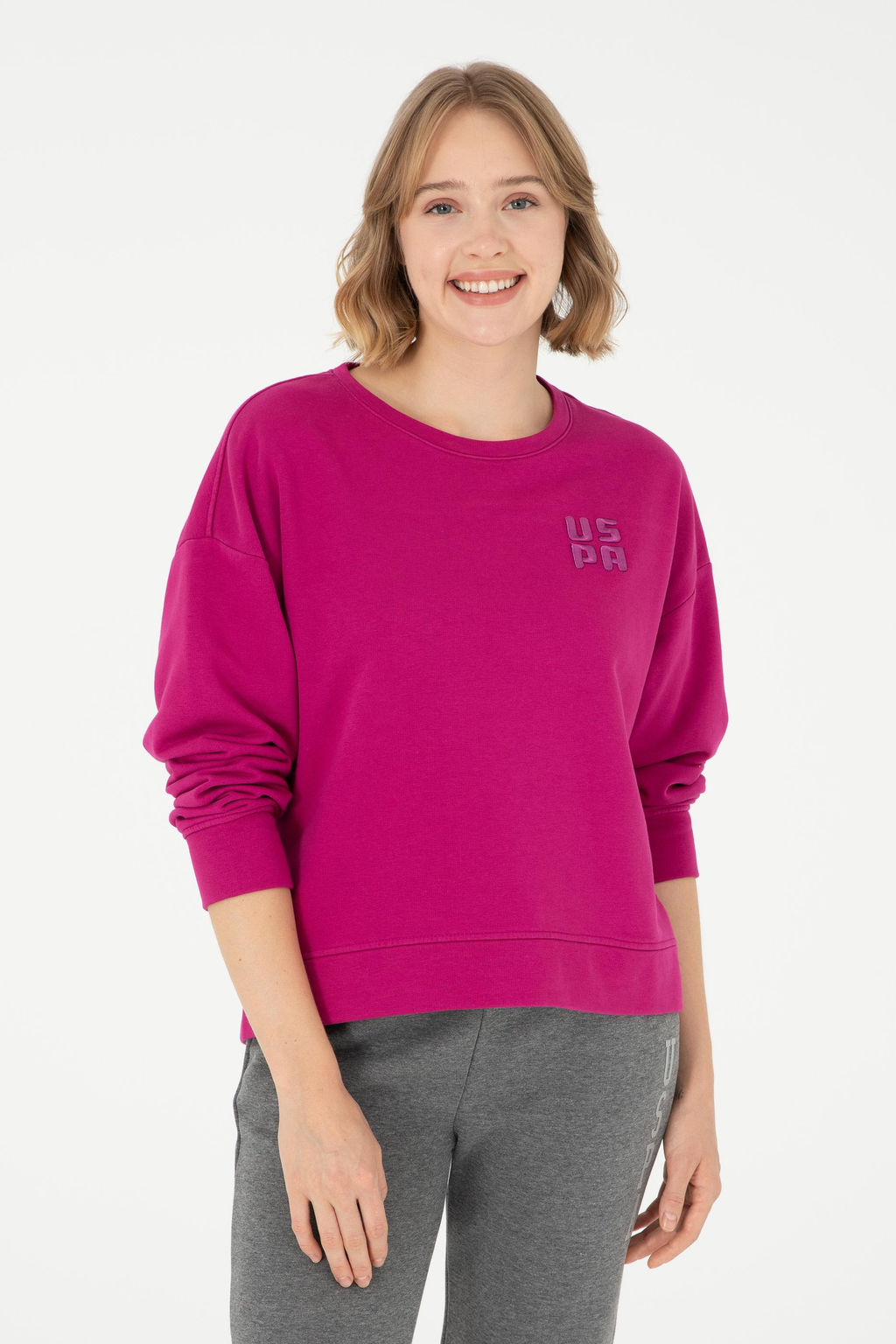 Женский базовый свитшот цвета фуксии