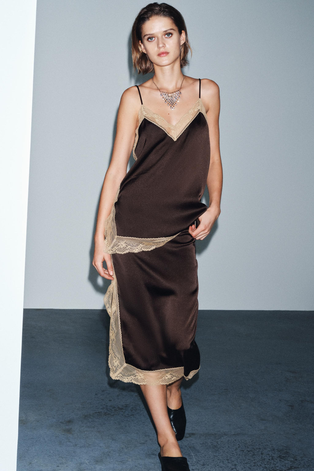 ZW COLLECTION LACE MIDI SKIRT - Zara фото 7