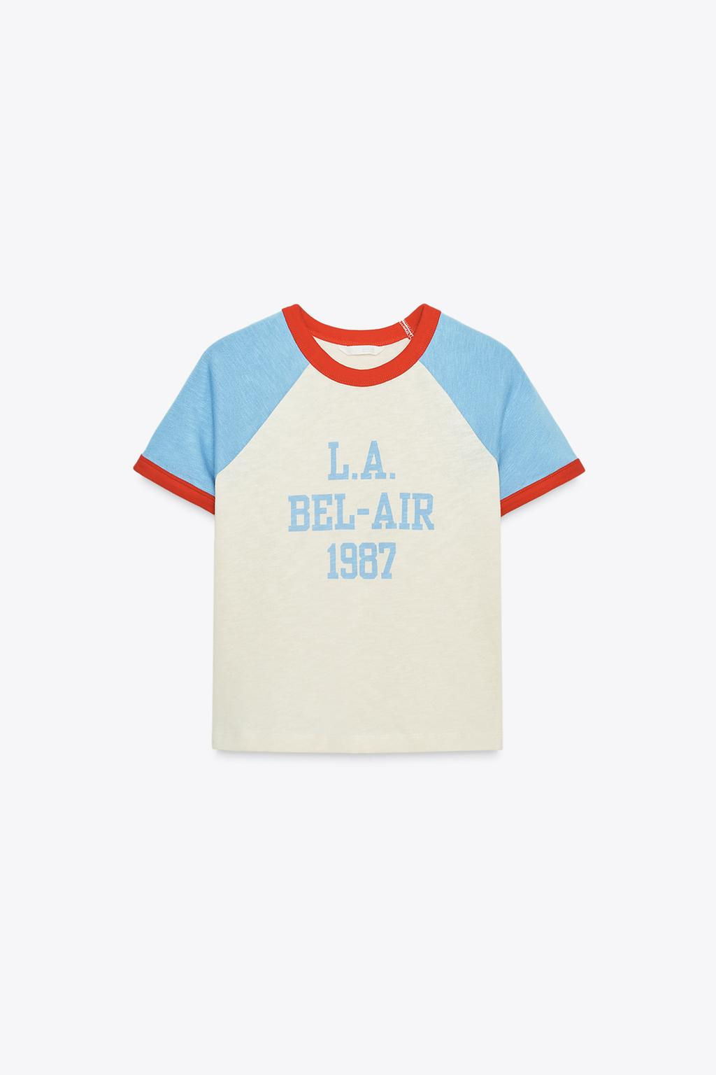 SLOGAN T-SHIRT WITH RIBBED TRIM - Zara фото 11