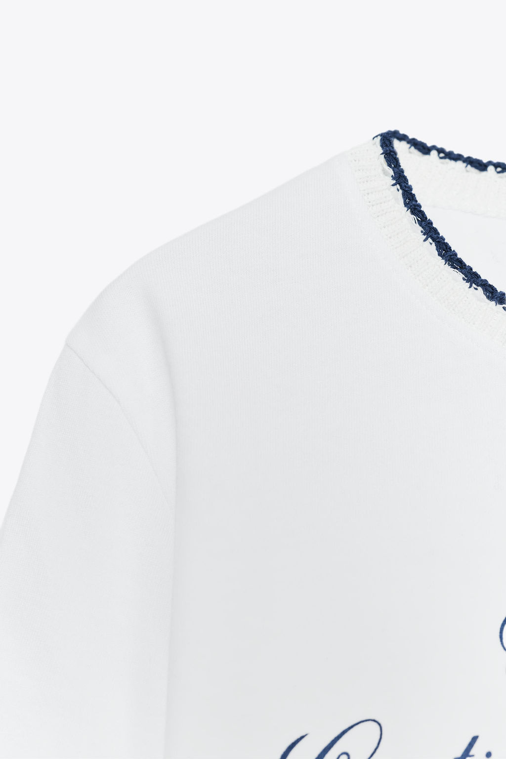CHUNKY KNIT COLLAR SLOGAN T-SHIRT - Zara фото 7
