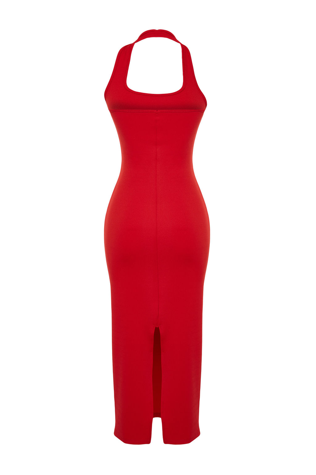 TRENDYOLMILLA Murdum Vucuda Oturan Kare Yaka Fitilli Esnek Orme Maxi Kalem Elbise TWOSS24EL00590  фото 20