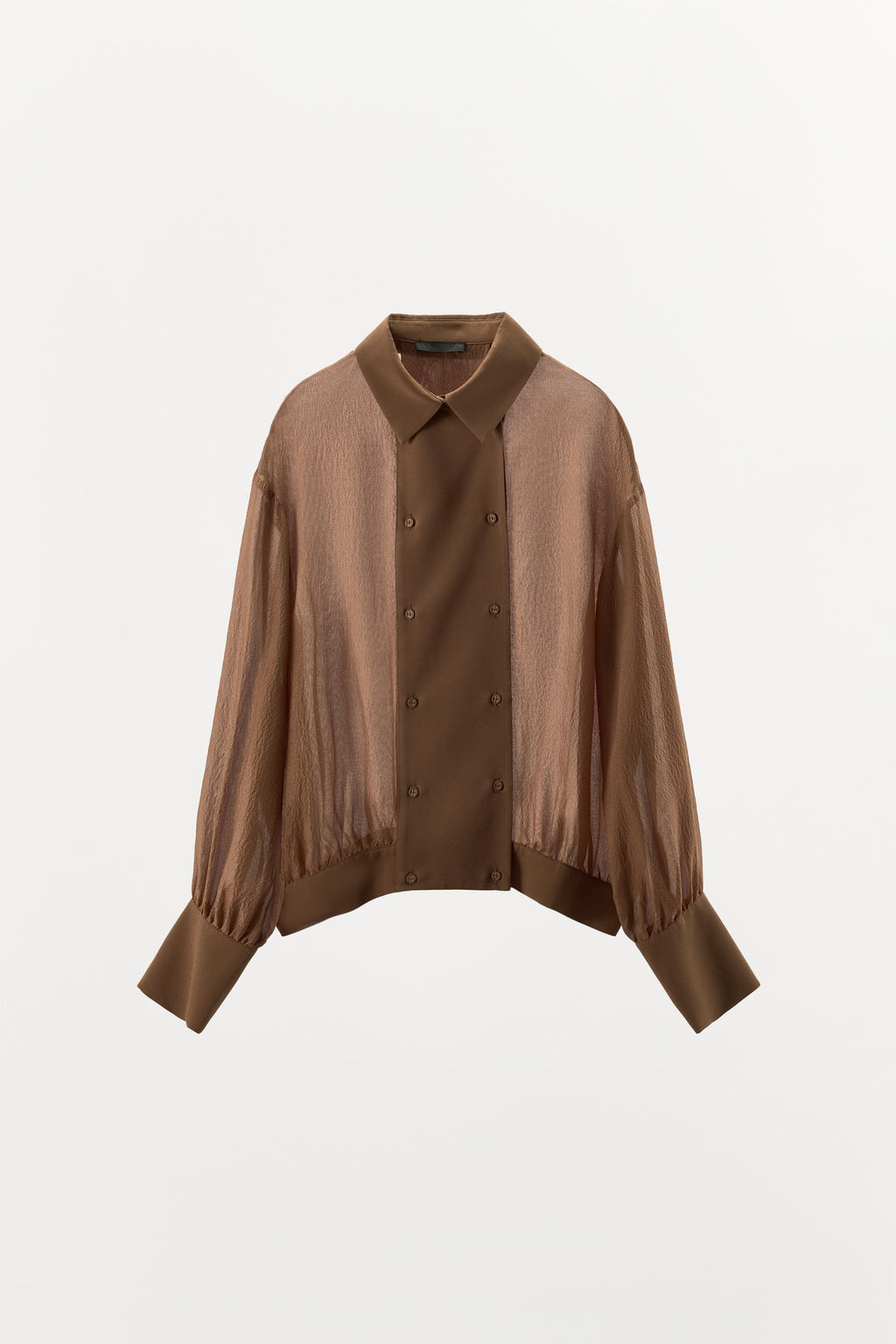 100% SILK DOUBLE-BREASTED SHIRT - Zara фото 6