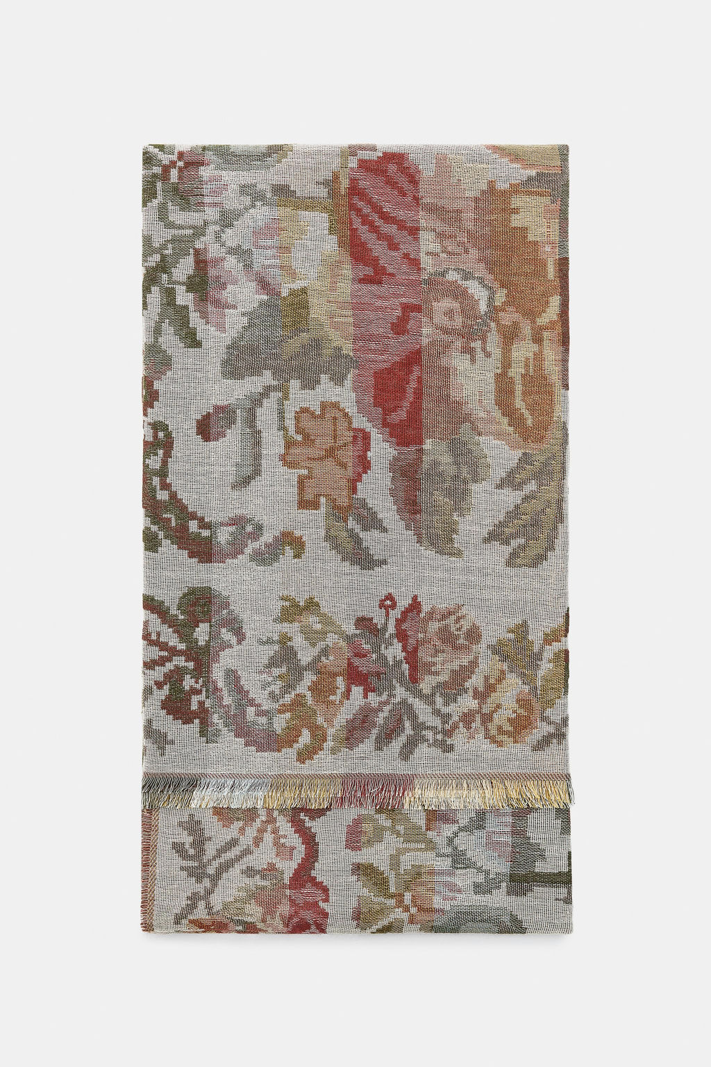 JACQUARD WOOL BLEND FLORAL PRINT SCARF - Zara фото 7