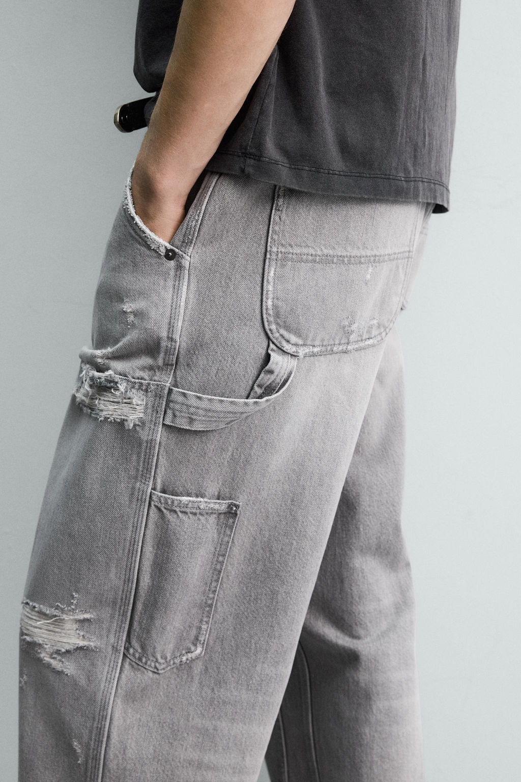 JEANS BOLSILLO CARPINTERO RELAXED FIT / Carb?n - Zara фото 7