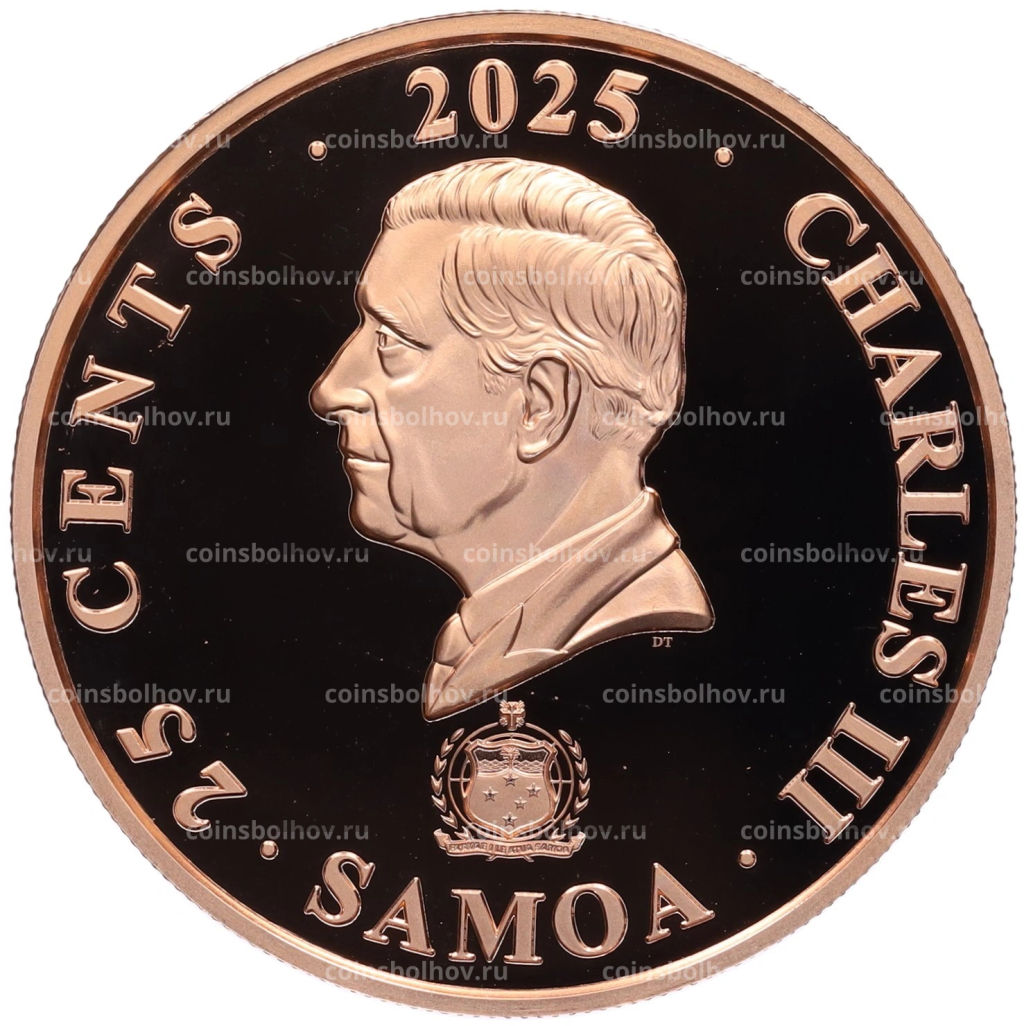 Монета 25 центов 2025 года Самоа Четыре хранителя (символы на карнизной плитке) Белый тигр Запада