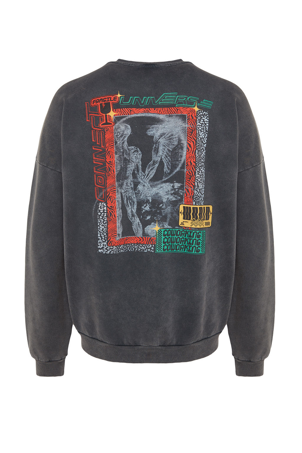 TRENDYOL MAN Antrasit %100 Pamuk Oversize/Genis Kesim Eskitme/Soluk Efektli Sweatshirt TMNAW24SW00080 - Trendyolmilla фото 13