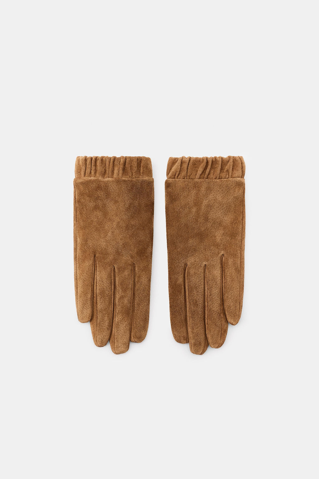 100% SUEDE LEATHER GATHERED GLOVES - Zara фото 3