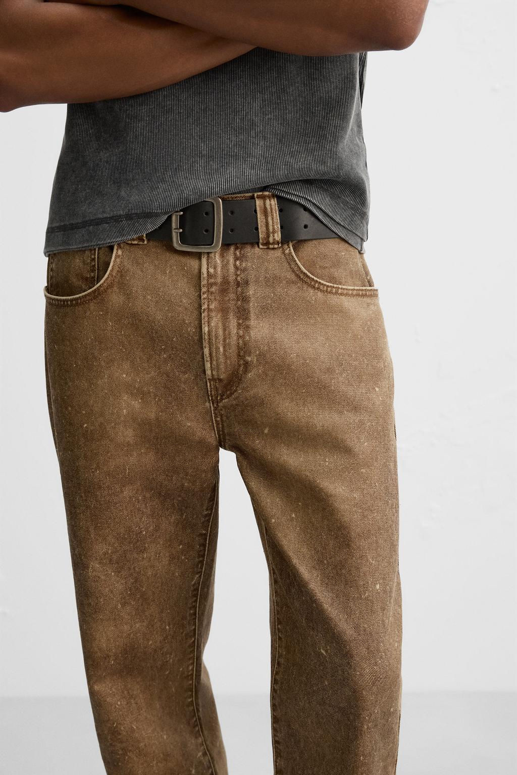 LIMITED EDITION WAXED-EFFECT JEANS - Zara фото 5