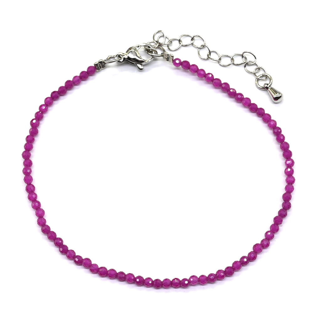 Браслет из рубина шарик гр.2мм, 19см