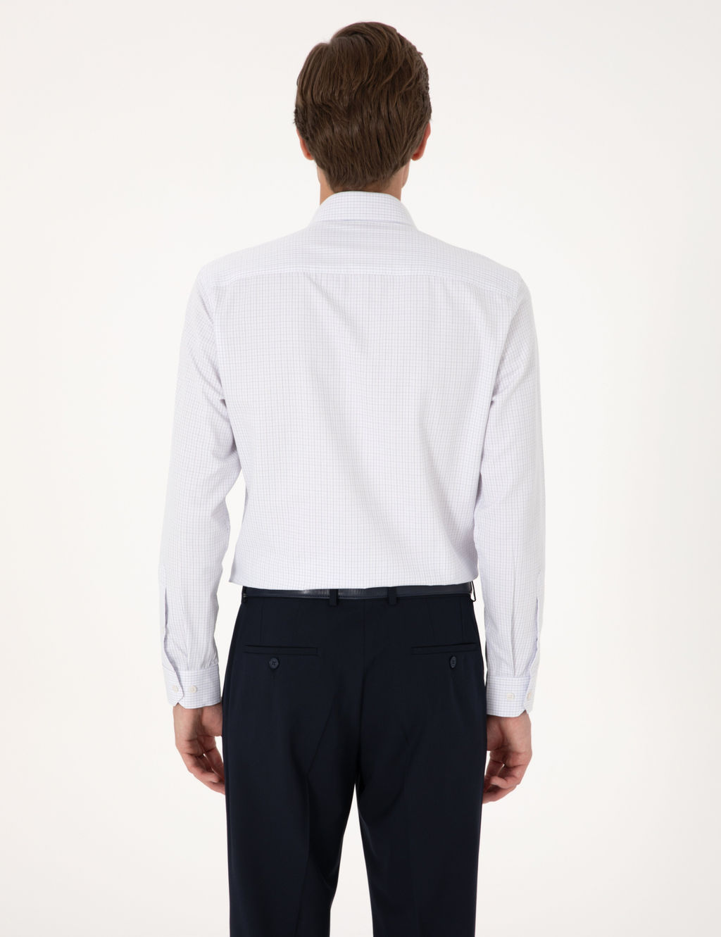 Mavi Kareli Slim Fit Uzun Kollu G_mlek
