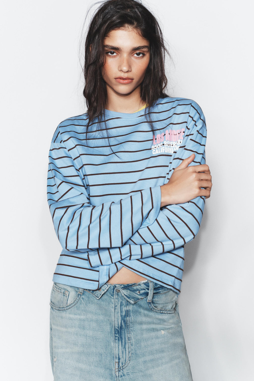 STRIPED T-SHIRT WITH SLOGAN - Zara фото 11