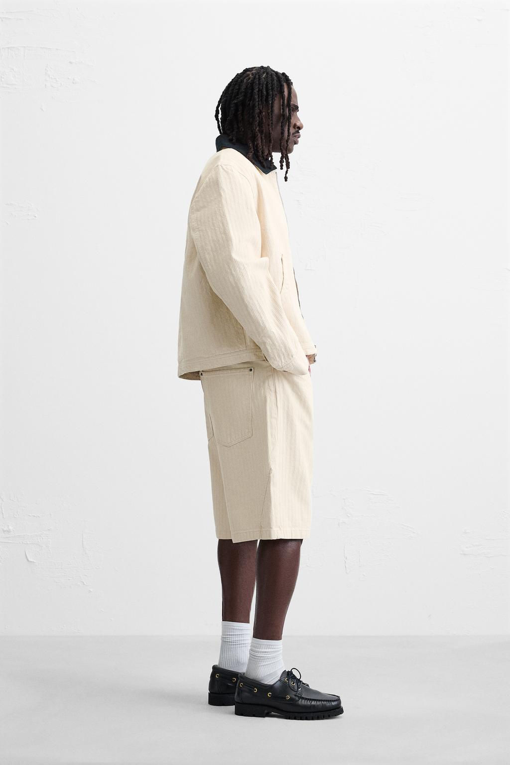 STRIPED TEXTURED BERMUDA SHORTS - Zara фото 4