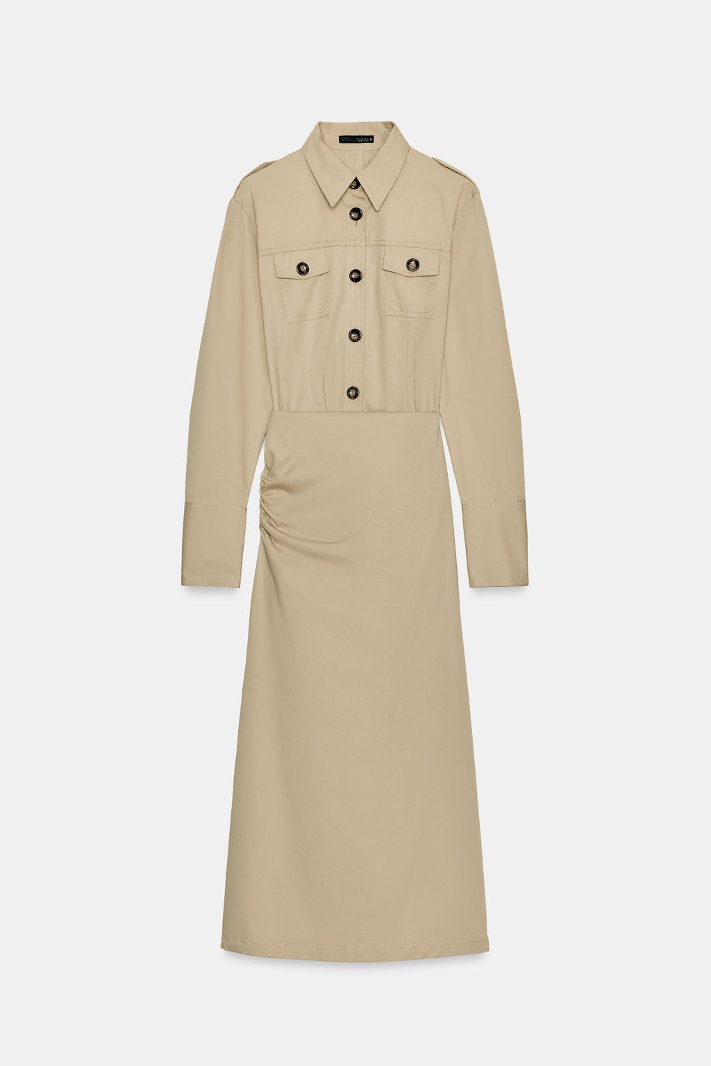 TWILL MIDI DRESS WITH TABS - Zara фото 7