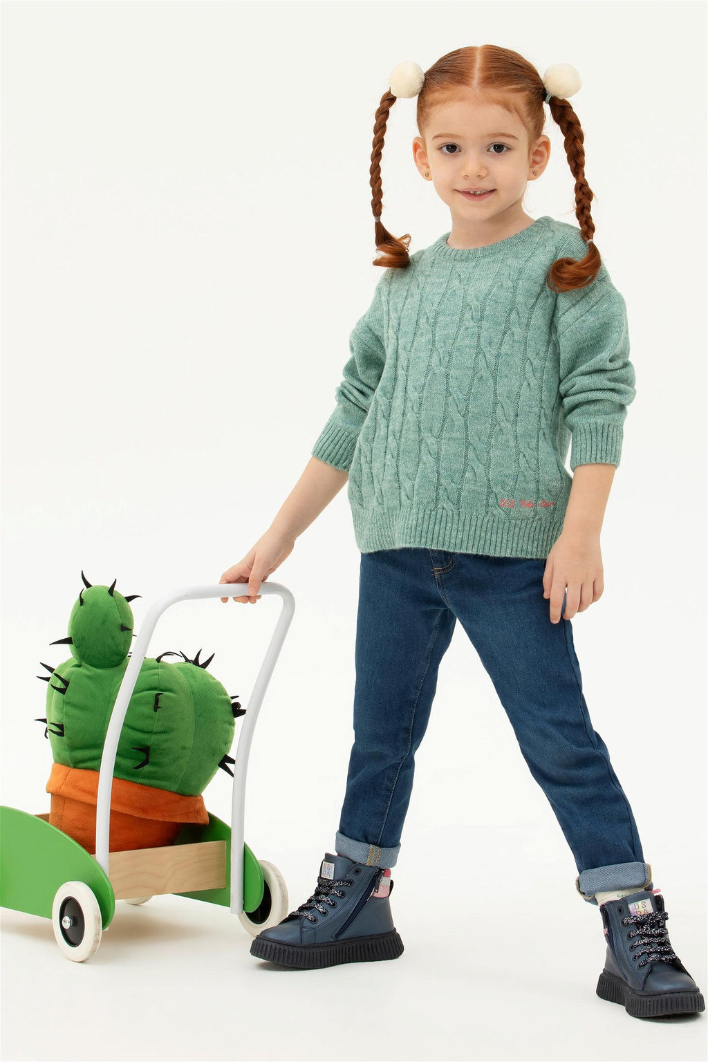 Мятный меланжевый свитер для девочки - U.s. polo assn фото 4