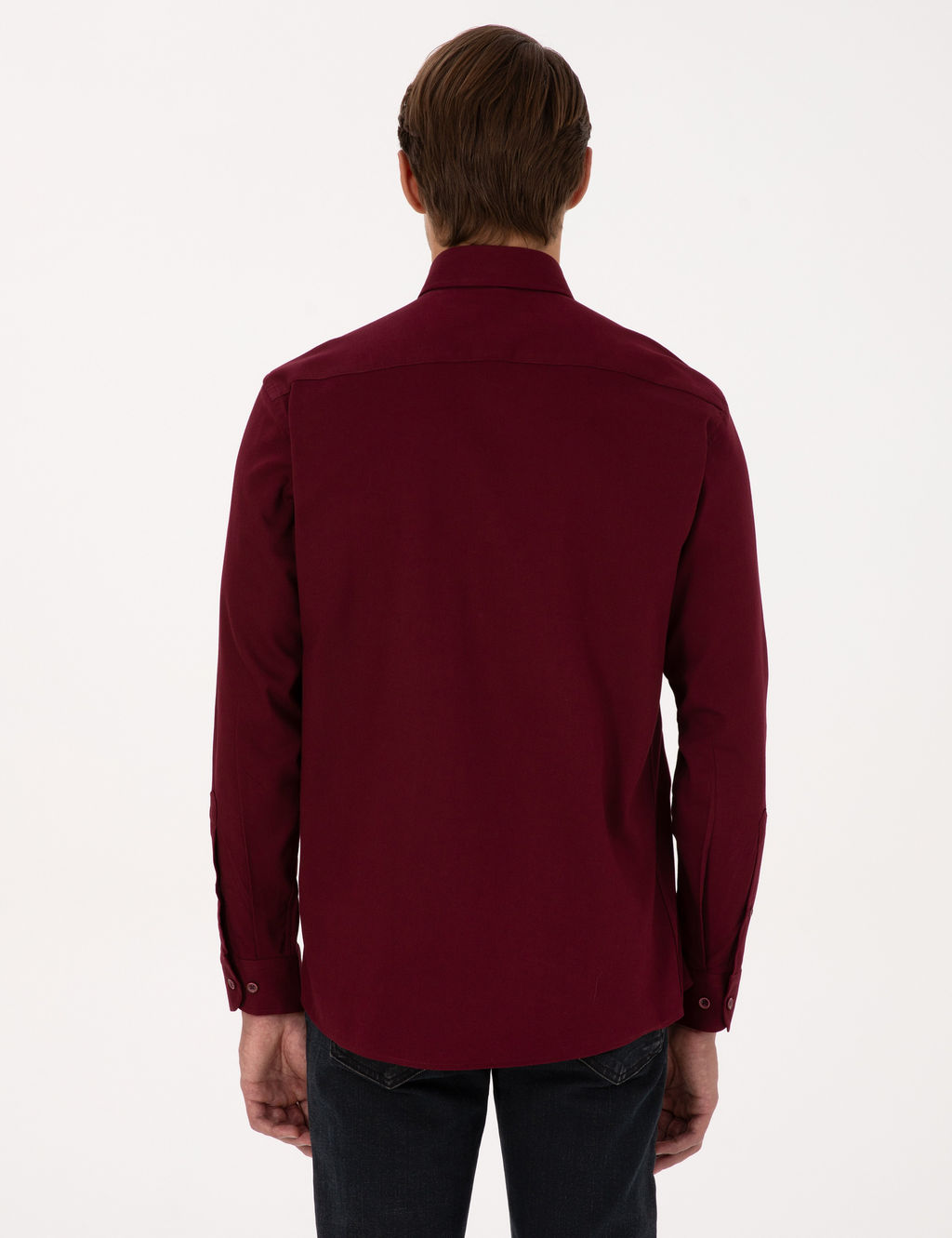Bordo Regular Fit Uzun Kollu G_mlek