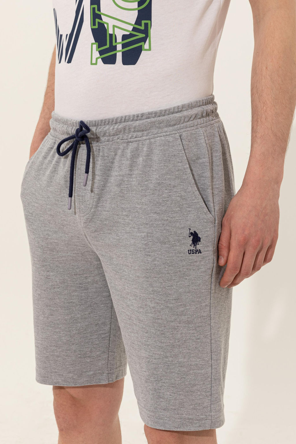 Мужские серые меланжевые вязаные шорты Неожиданная скидка в корзине - U.s. polo assn фото 5