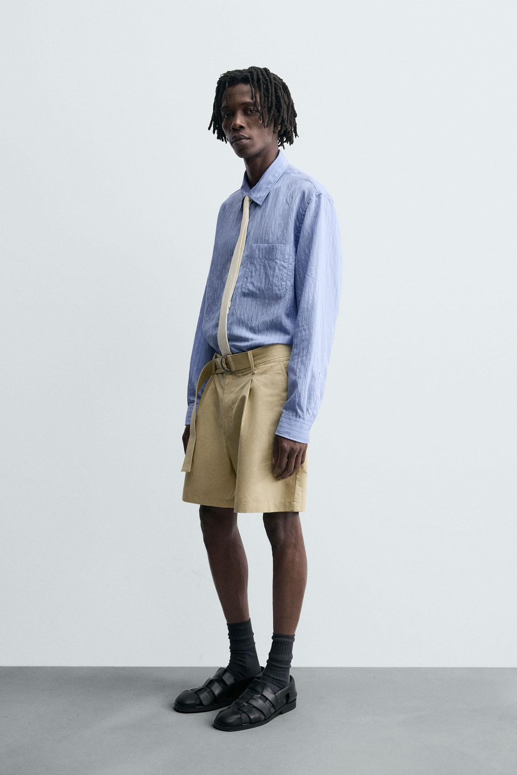 COTTON-LINEN BERMUDA SHORTS WITH BELT - Zara фото 13