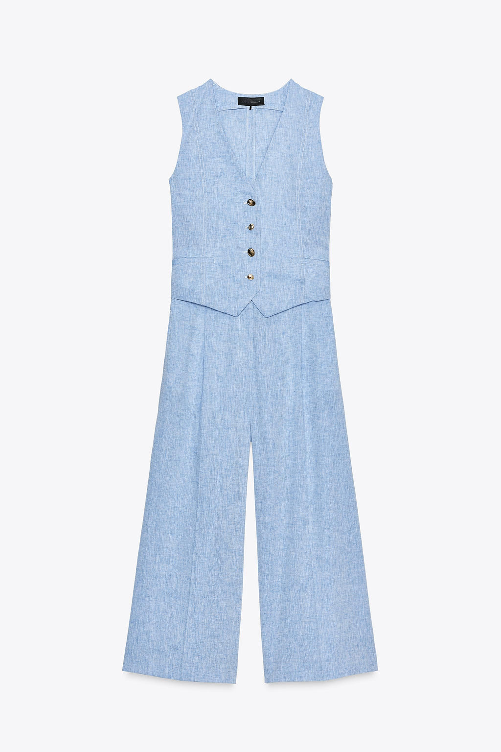 LINEN BLEND WAISTCOAT JUMPSUIT - Zara фото 14
