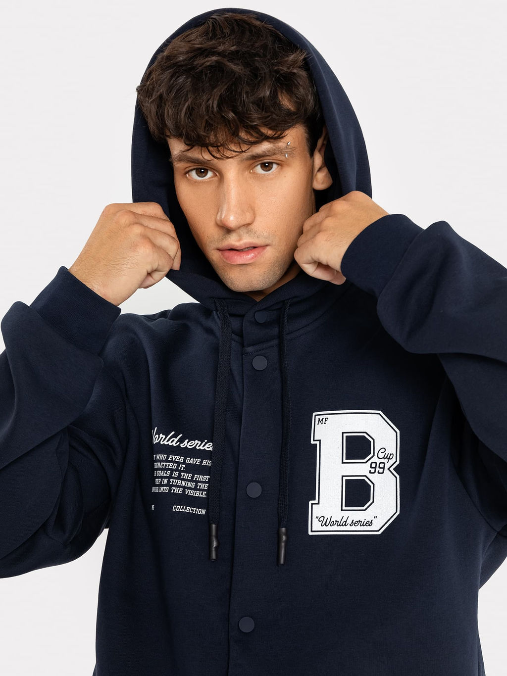 Жакет мужской в темно-синем оттенке с печатью - Mark formelle фото 4