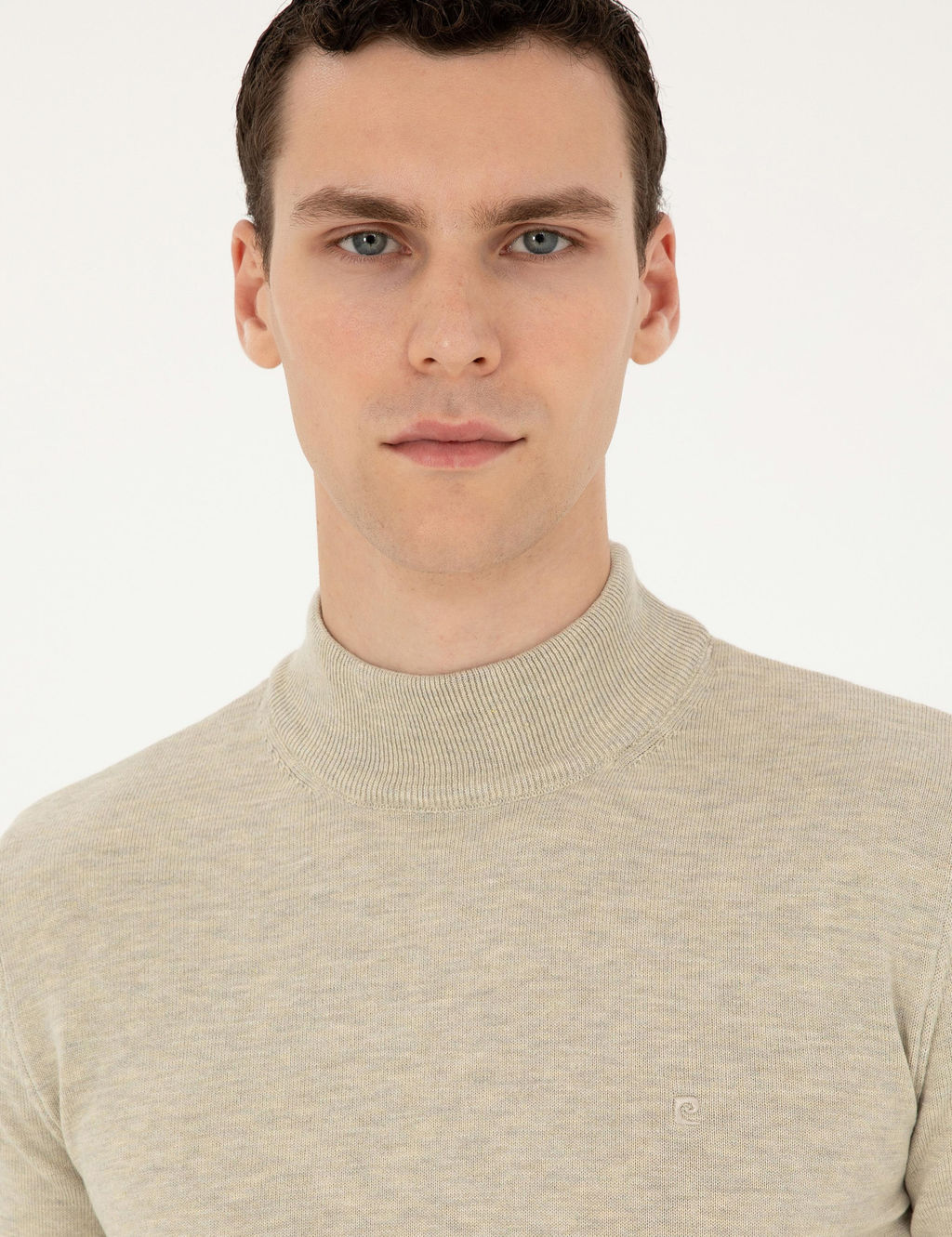 Kum Melanj Slim Fit Yar_m Bal_k__ Yaka Basic Triko Kazak