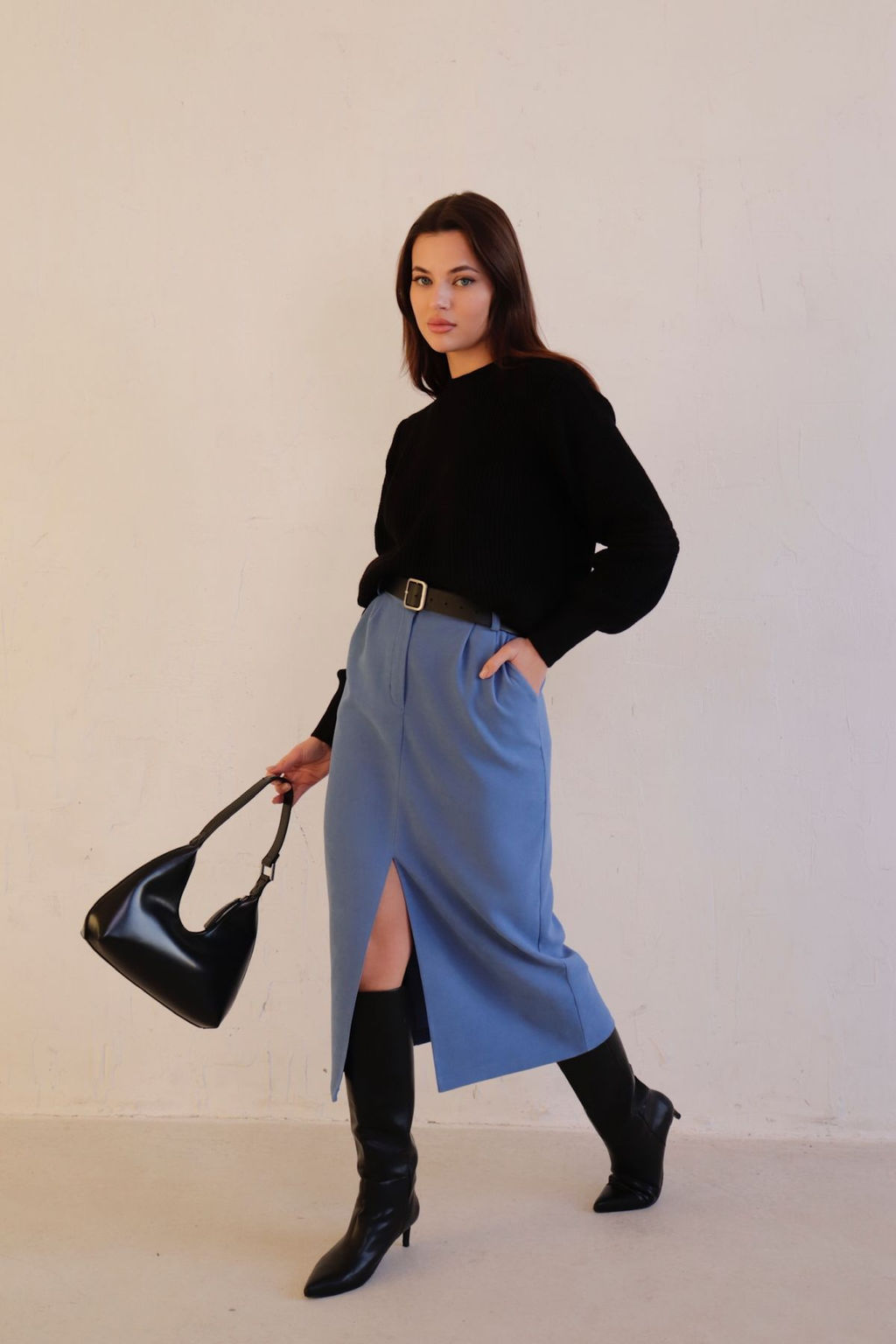 11217 Юбка миди-макси тёмно-голубая - Martichelli фото 15