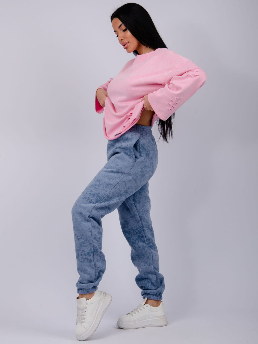 Джоггеры Мистерия 5, футер 3-х нитка начес - Малина фото 54