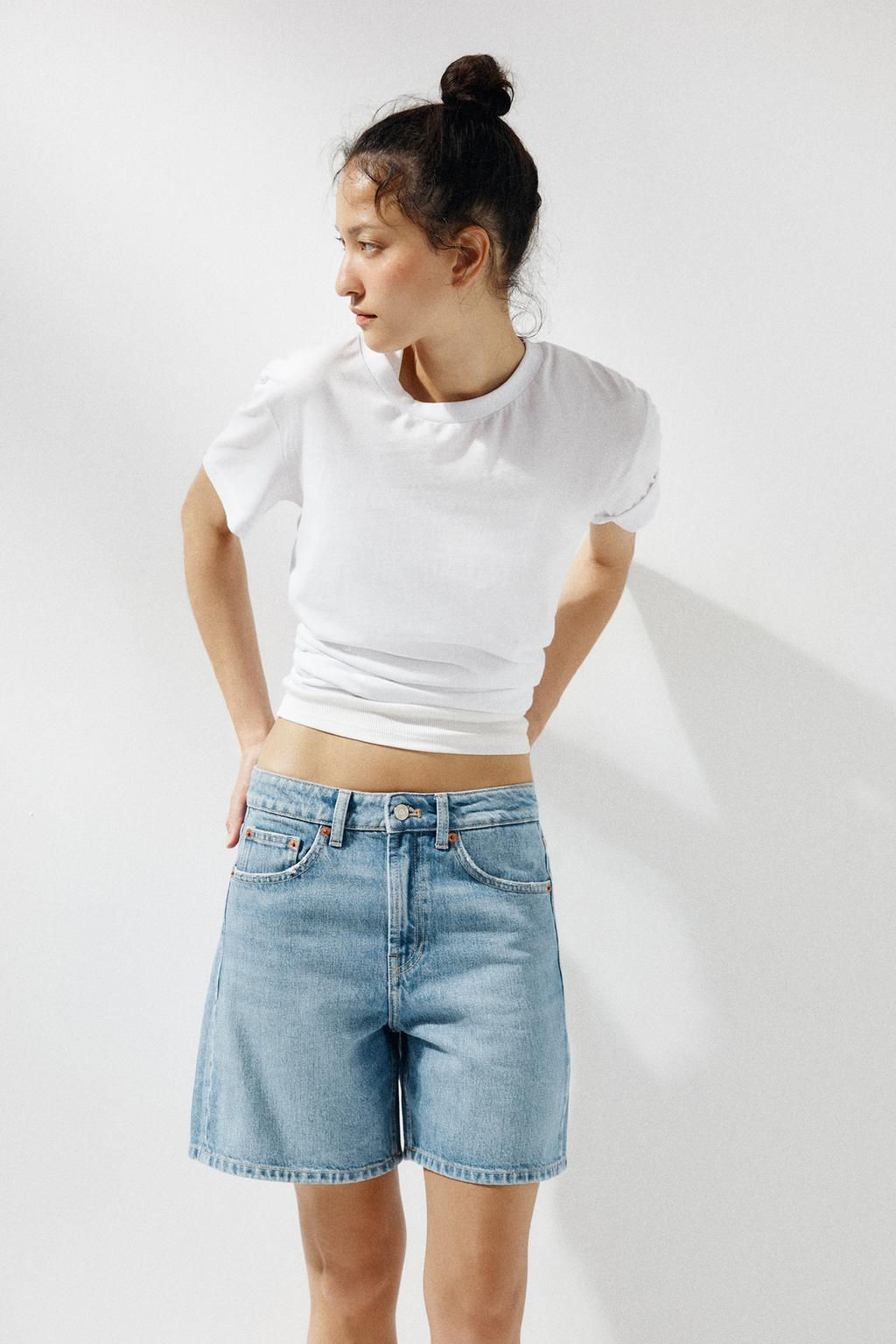 TRF MID-RISE DENIM BERMUDA SHORTS - Zara фото 11