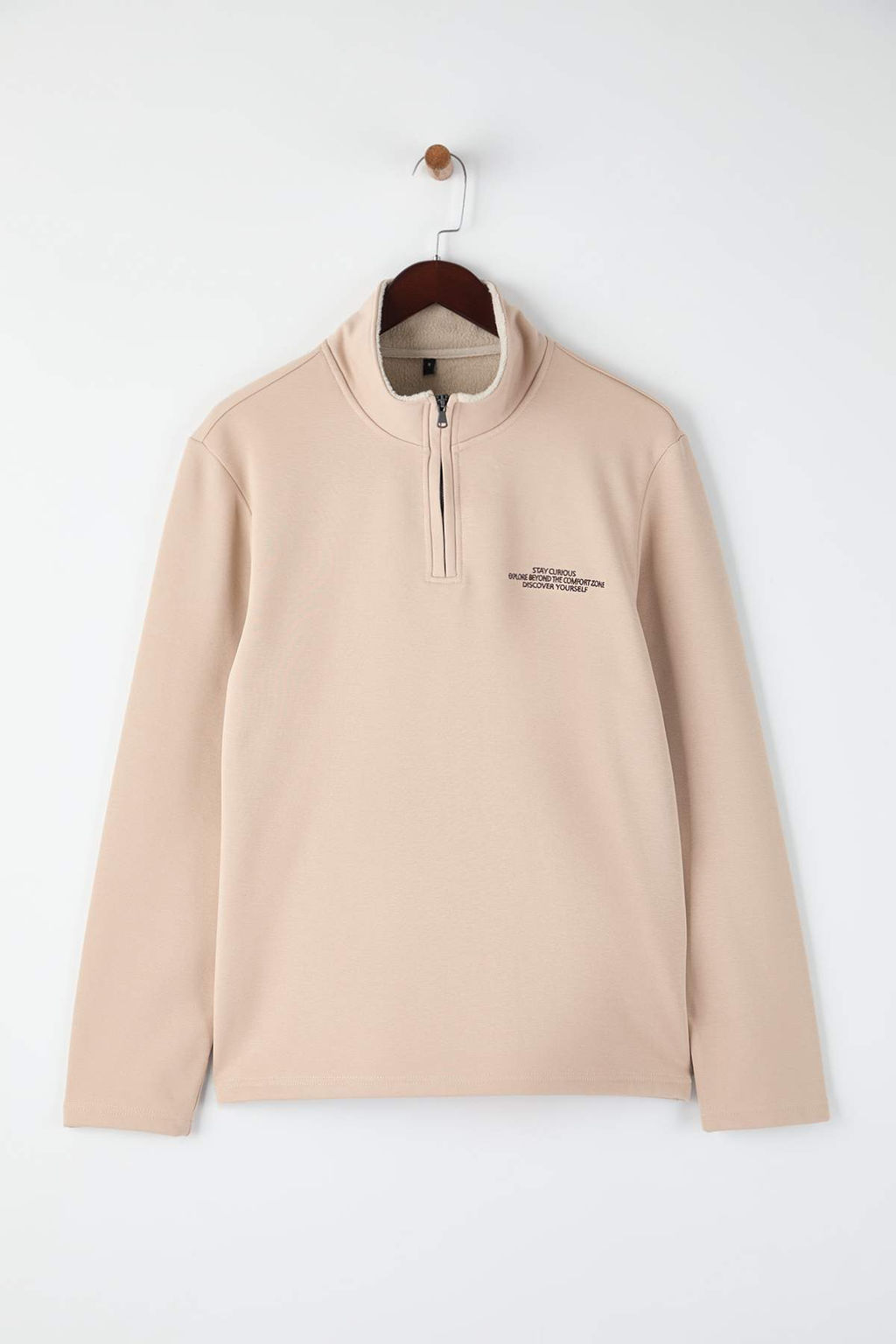 Bej Regular/Normal Kesim Dik Yaka Nak?sl? Ici Polarl? Sweatshirt TMNAW26SW00026 - Trendyolmilla фото 5