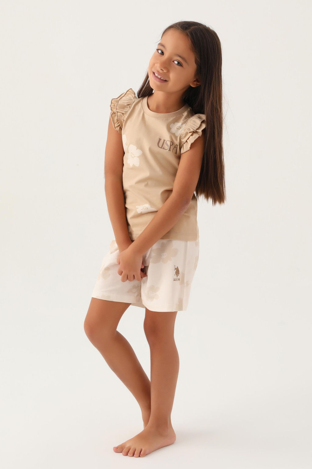 K_z _ocuk Bej Pijama Tak_m_ Sepette S_rpriz _ndirim - U.s. polo assn фото 3