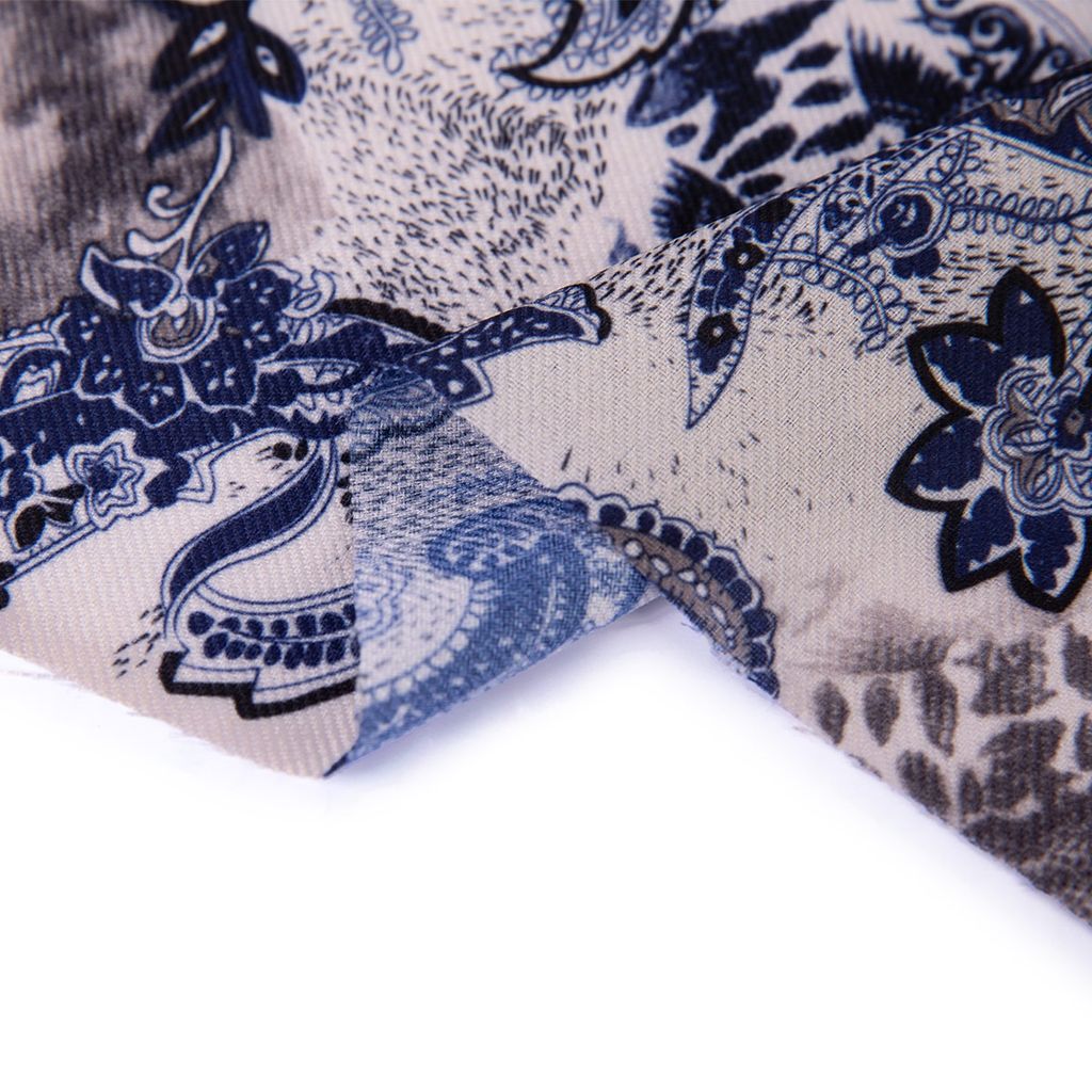 Дублерин G-92eht эластичный тканый точечный серо-синий (растительный орнамент) 50 г/кв.м 2 150 см