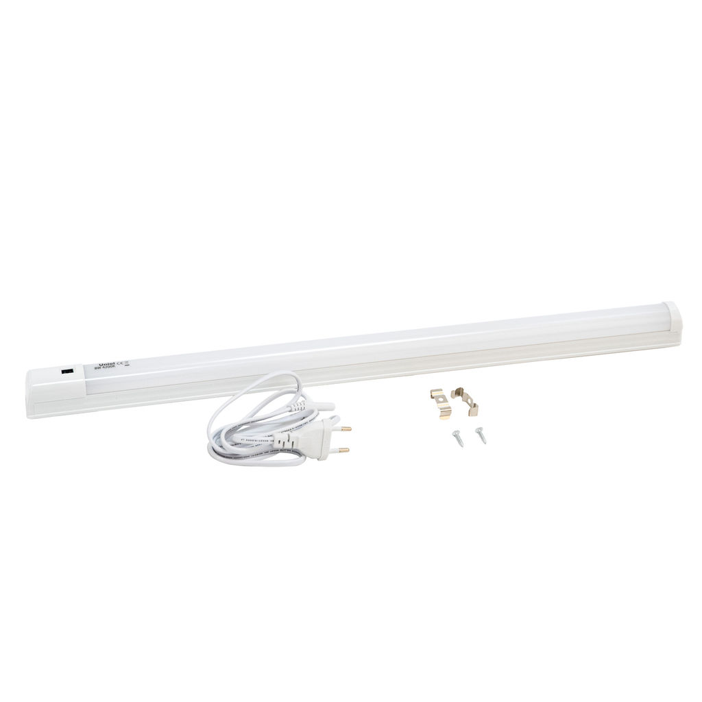 ULI-L24-8W/4200K SENSOR IP20 WHITE Светильник линейный светодиодный (аналог Т8), с бесконтактным выключателем. 560х28х42мм. Белый свет. 600Lm. Корпус белый. TM Uniel.