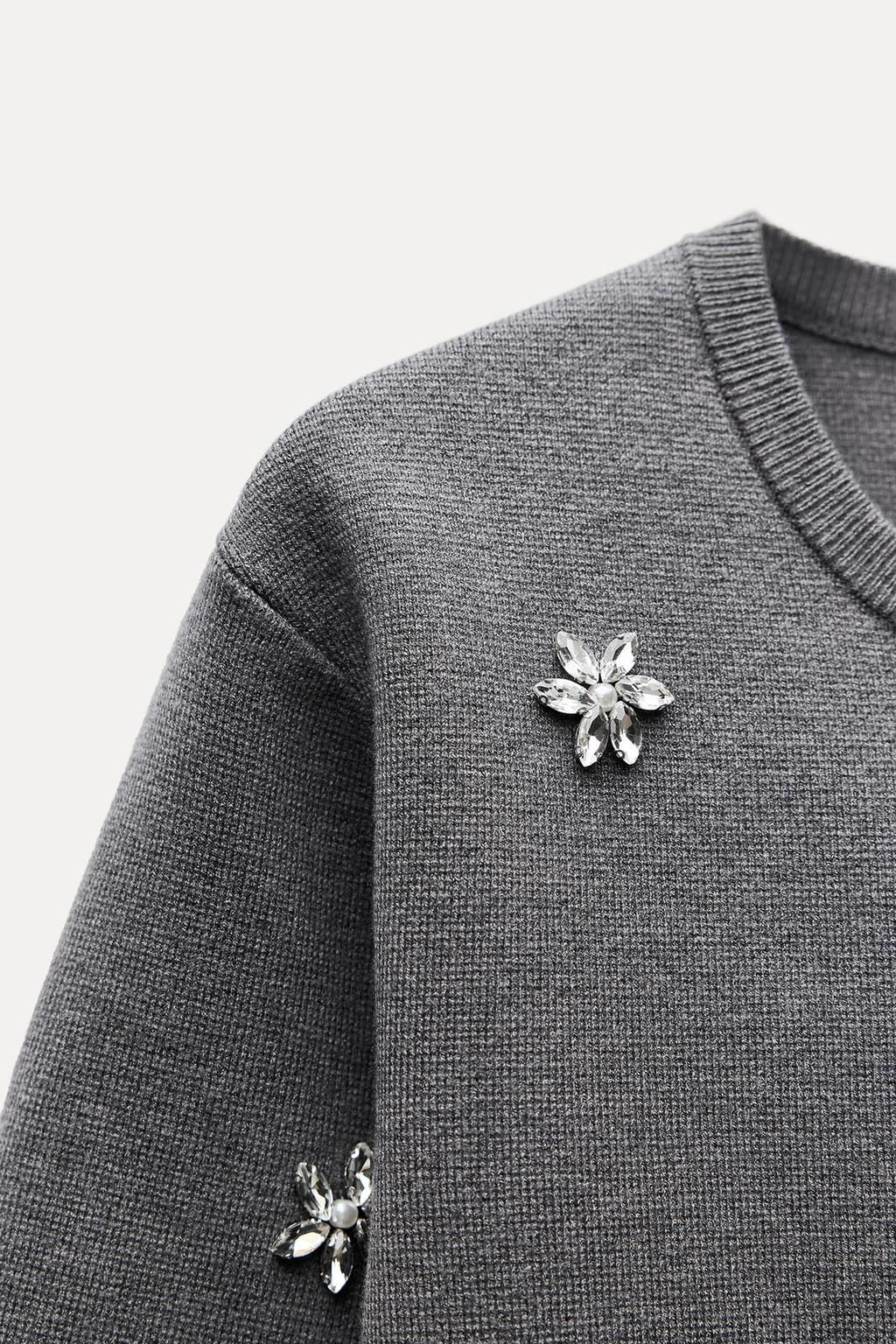 KNIT TOP WITH RHINESTONES - Zara фото 5