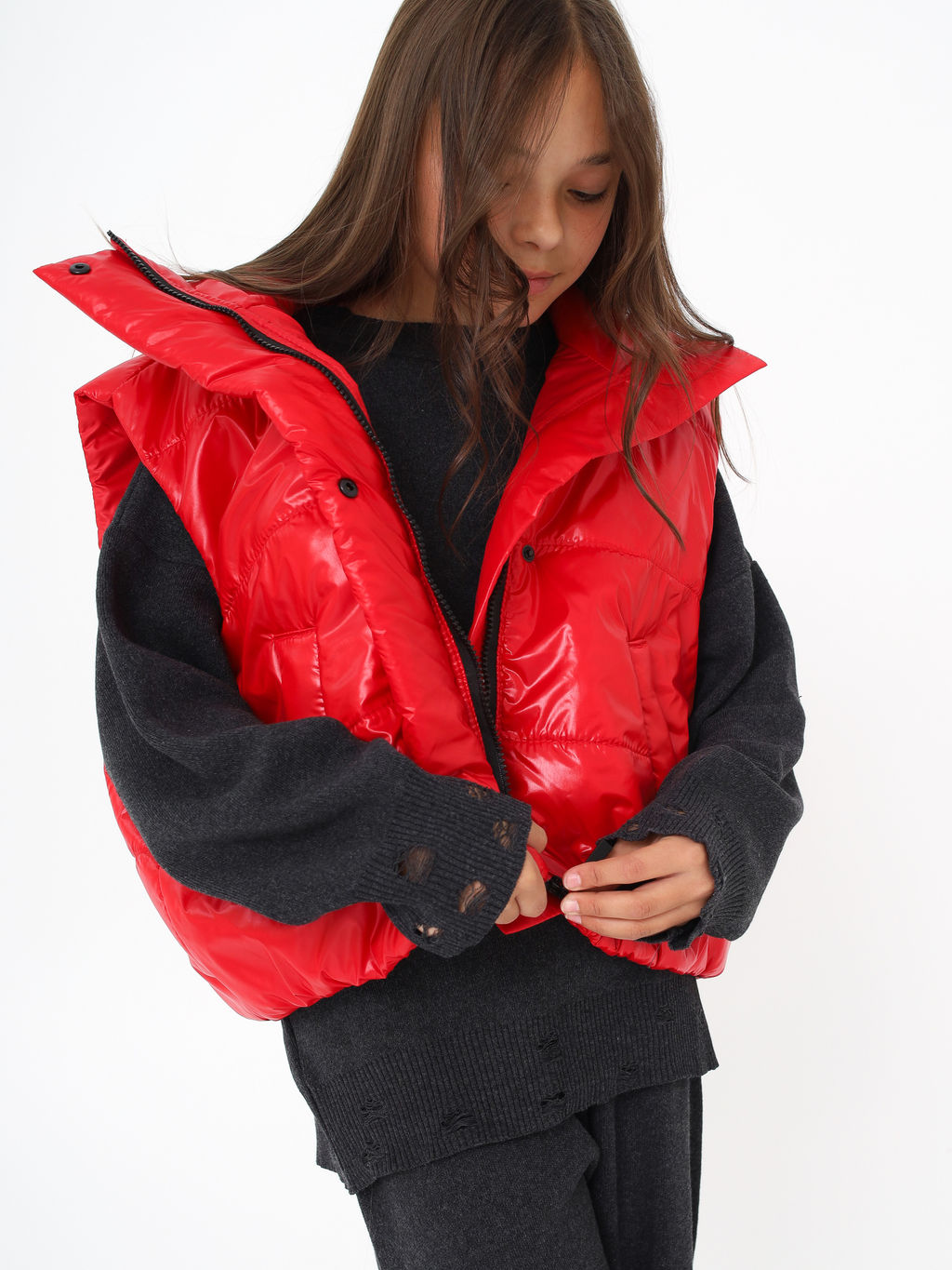 Жилет Over укороченный, красный - Inzibe фото 3