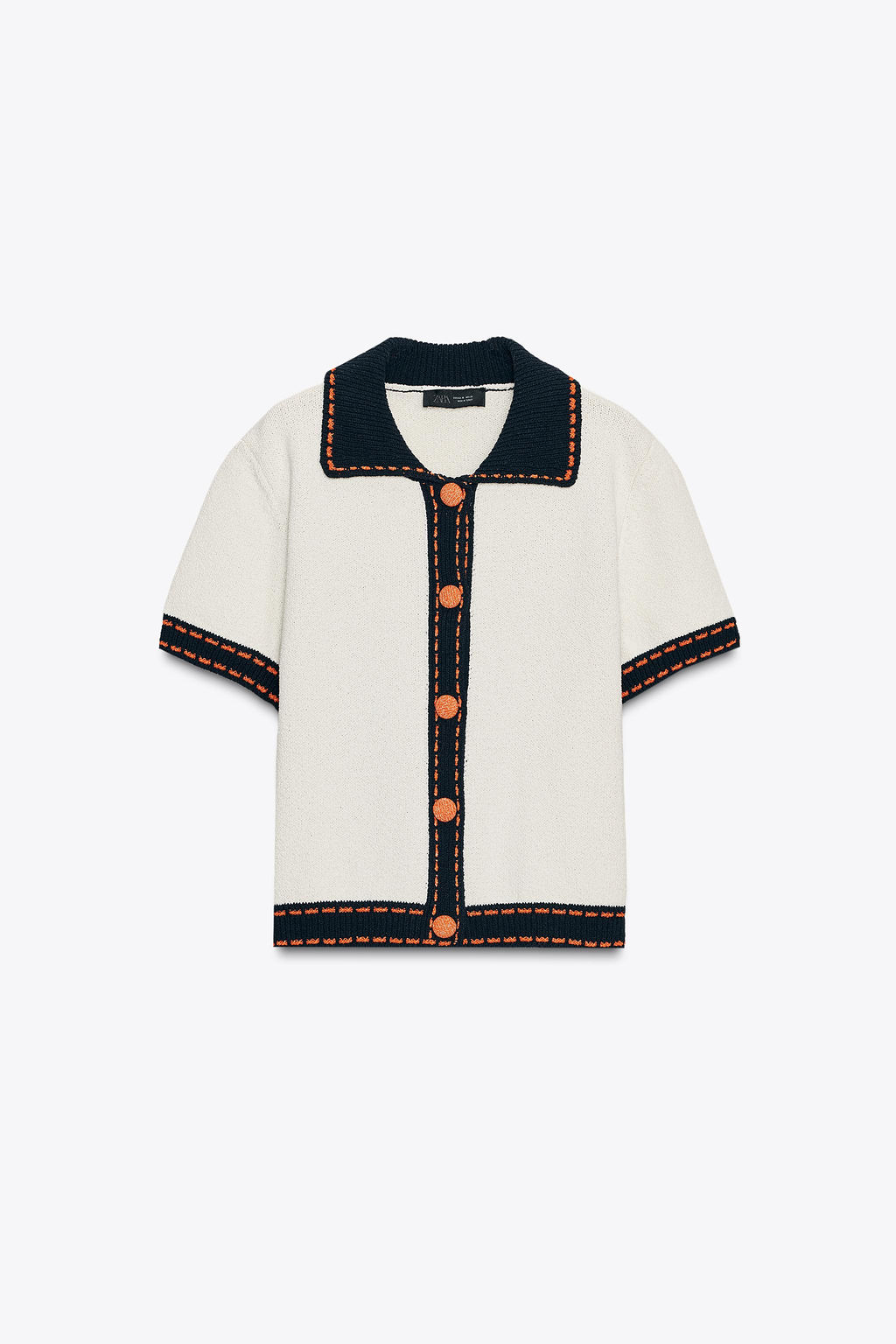 STITCHED KNIT CARDIGAN WITH SHORT SLEEVES - Zara фото 21