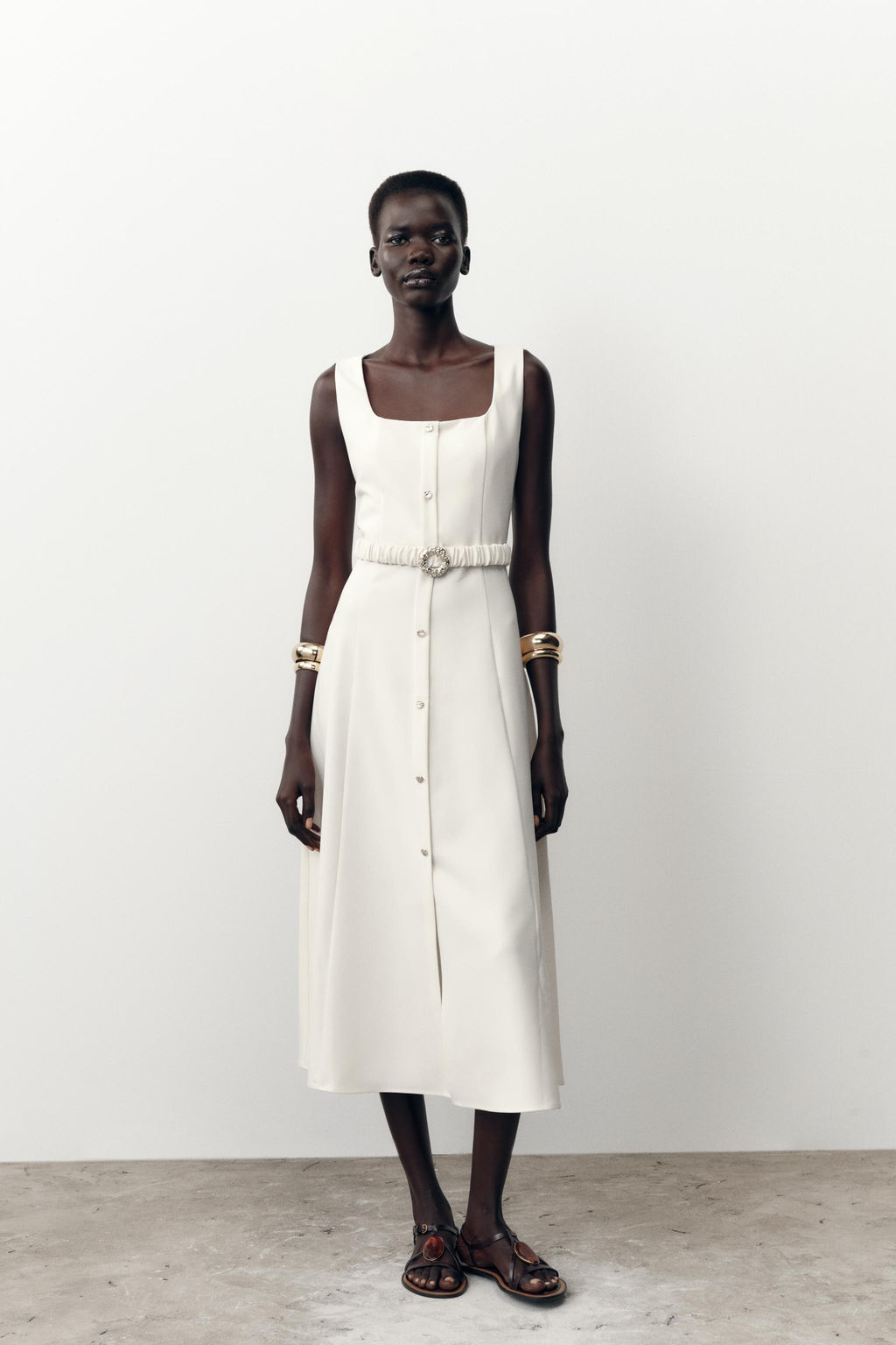 MIDI DRESS WITH BELT - Zara фото 4