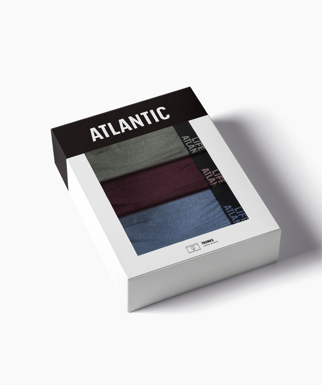 ATLANTIC 3MH-226 Трусы шорты Melange - набор 3 шт. зеленый меланж + винный меланж + голубой меланж фото 7